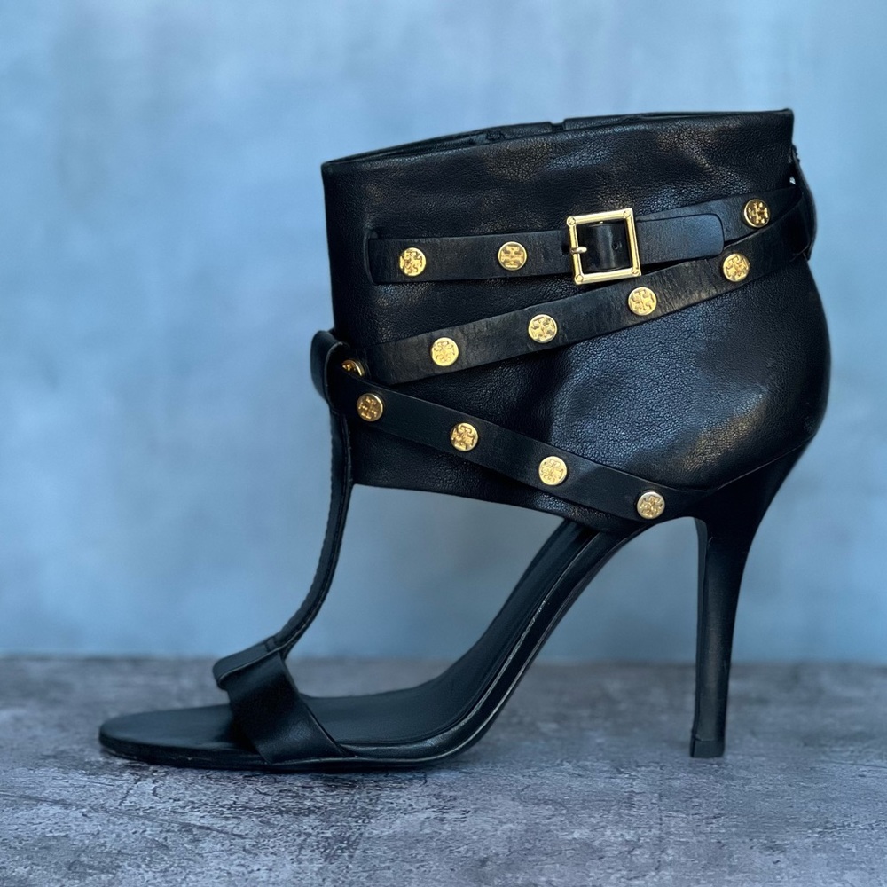 Tory Burch black studded leather booties